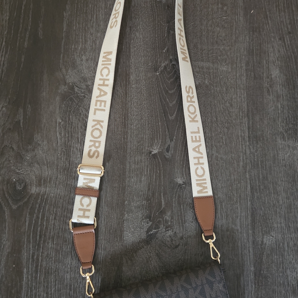 Michael Kors Black and Brown Messenger Bags with Adjustable Straps